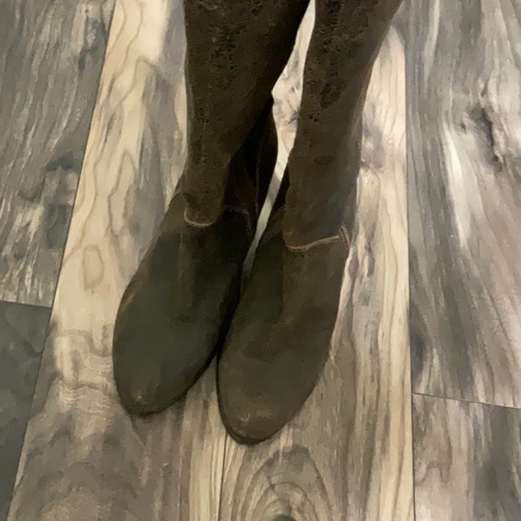 Fossil Caroline Distressed Brown Leather Boot Wedge - Size 9 - Picture 8 of 9